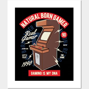 Gamer Series: Natural Born Gamer Vintage Style Posters and Art